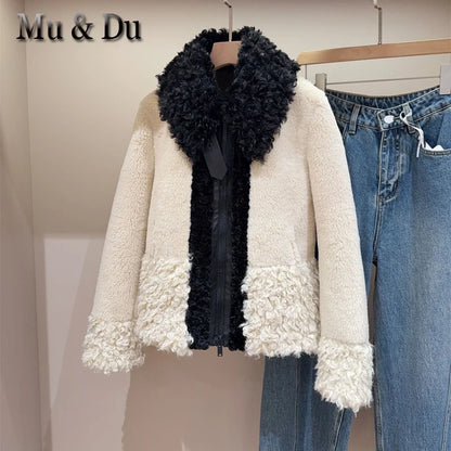 Original Winter Jacket Women's Faux Fur Jacket Fashion Black And White Splicing Ladies Long Sleeve faux fur coat Outerwear