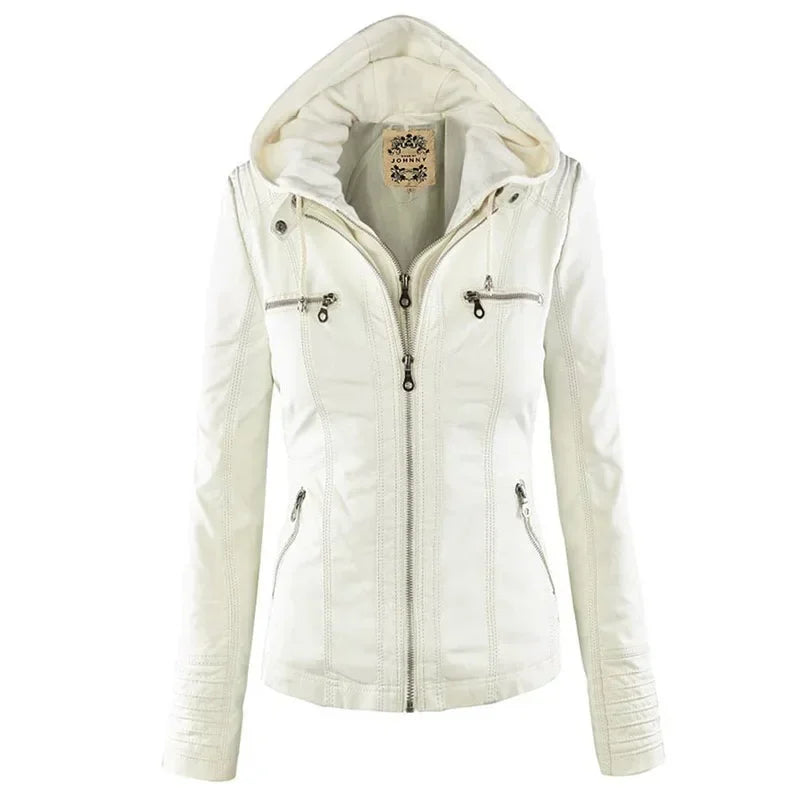 Gothic Faux Leather Jacket Women Coat 2025 Hoodies Winter Autumn Motorcycle Jacket Black Outerwear Leather PU Basic Jacket Coat