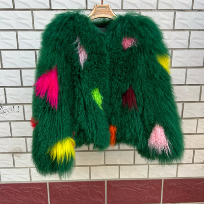Aulande Mongolian Sheepskin Jacket Fashion Show Style Winter Outdoor Fur Coat New Arrival Genuine Leather Coat
