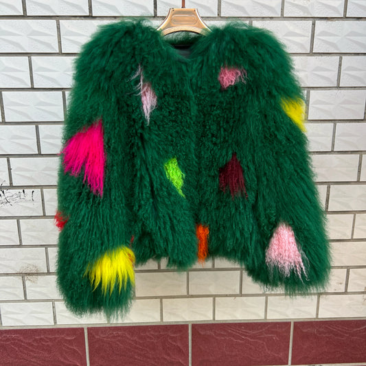Aulande Mongolian Sheepskin Jacket Fashion Show Style Winter Outdoor Fur Coat New Arrival Genuine Leather Coat