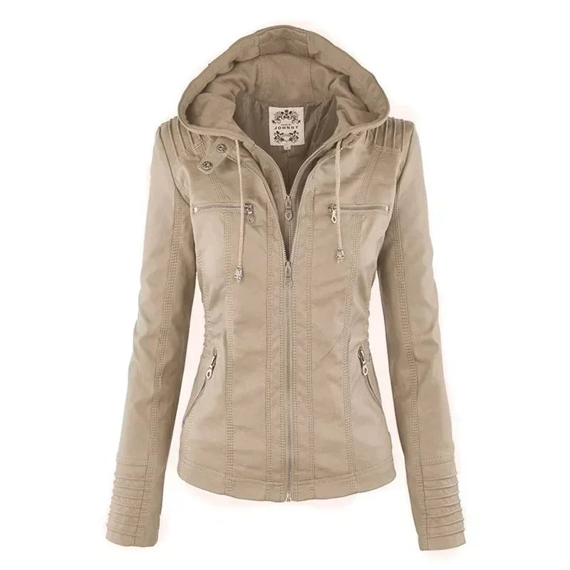 Gothic Faux Leather Jacket Women Coat 2025 Hoodies Winter Autumn Motorcycle Jacket Black Outerwear Leather PU Basic Jacket Coat