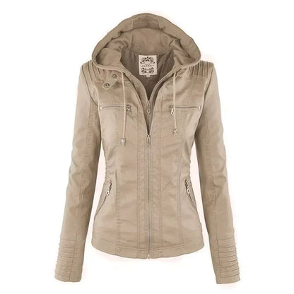 Gothic Faux Leather Jacket Women Coat 2025 Hoodies Winter Autumn Motorcycle Jacket Black Outerwear Leather PU Basic Jacket Coat