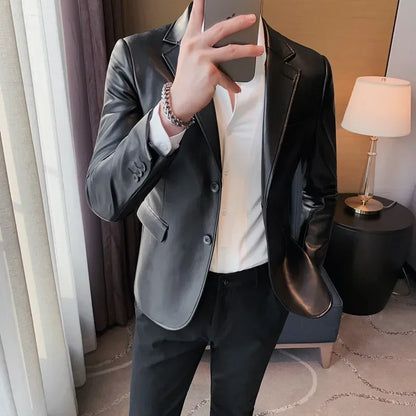 high quality Casual Leather Jackets Male Slim Fit Fashion Casual Leather Jackets/Man Coats Brand Clothing Men's Autumn Jackets
