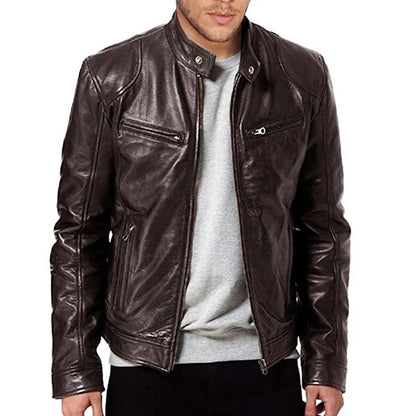 New Leather Jackets Man Bomber Motorcycle Biker Pu Leather Coat Spring Casual Loose Fit Faux Jacket Anti-wind Leather Coat Male