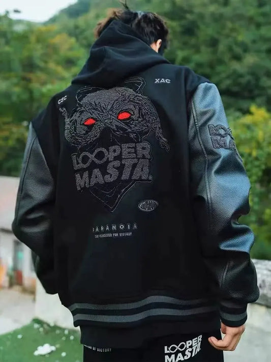 European and American Fashion Y2K Hip Hop Letter Embroidered PU Leather Jackets Couple Loose Leather Jackets Streetwear Men