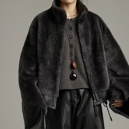 AYUNSUE Natural Sheepskin Fur Coat Women Stand Collar Real Leather Jacket Winter Jackets Luxury Clothing Female Шуба Женская