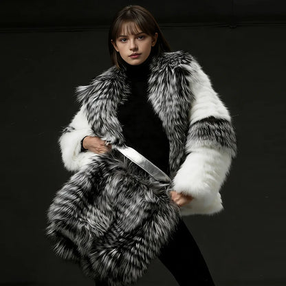 Natural Fox Fur Jacket With Turndown Collar Real Silver Fox Fur Jacket Winter Jackets For Women Luxury Genuine Fur Outwear