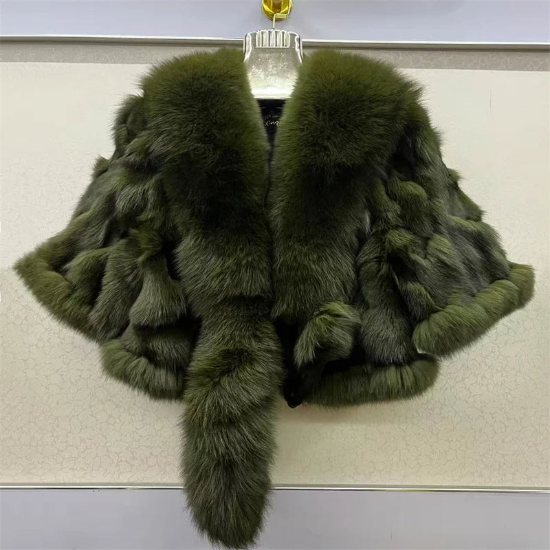 Fur Coats for Woman Luxury Real Fox Fur Collar Jacket Shawls Women's Jackets Coat Decoration Winter Coat Female Natural Fur Coat
