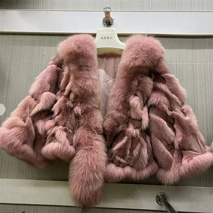 Fur Coats for Woman Luxury Real Fox Fur Collar Jacket Shawls Women's Jackets Coat Decoration Winter Coat Female Natural Fur Coat