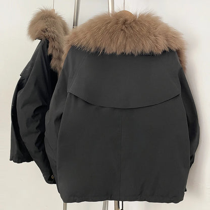 Fur Jackets Real Fox Fur Jacket Natural Fur Top Clothes Women Fashion Warm Thick Duck Down Coat Female