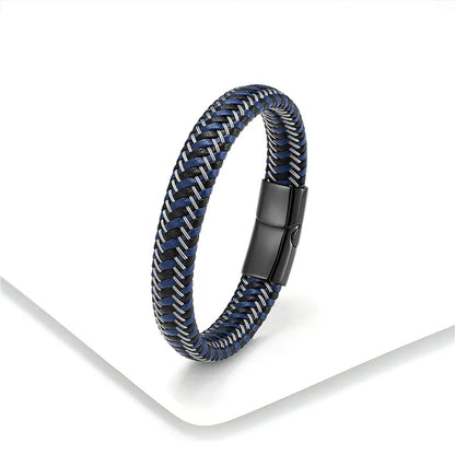 Leather Rope Bracelet Stainless Steel Leather Braided Bracelet Leather Bracelet Red Bracelet Men's Leather Jewelry
