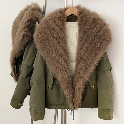 Fur Jackets Real Fox Fur Jacket Natural Fur Top Clothes Women Fashion Warm Thick Duck Down Coat Female