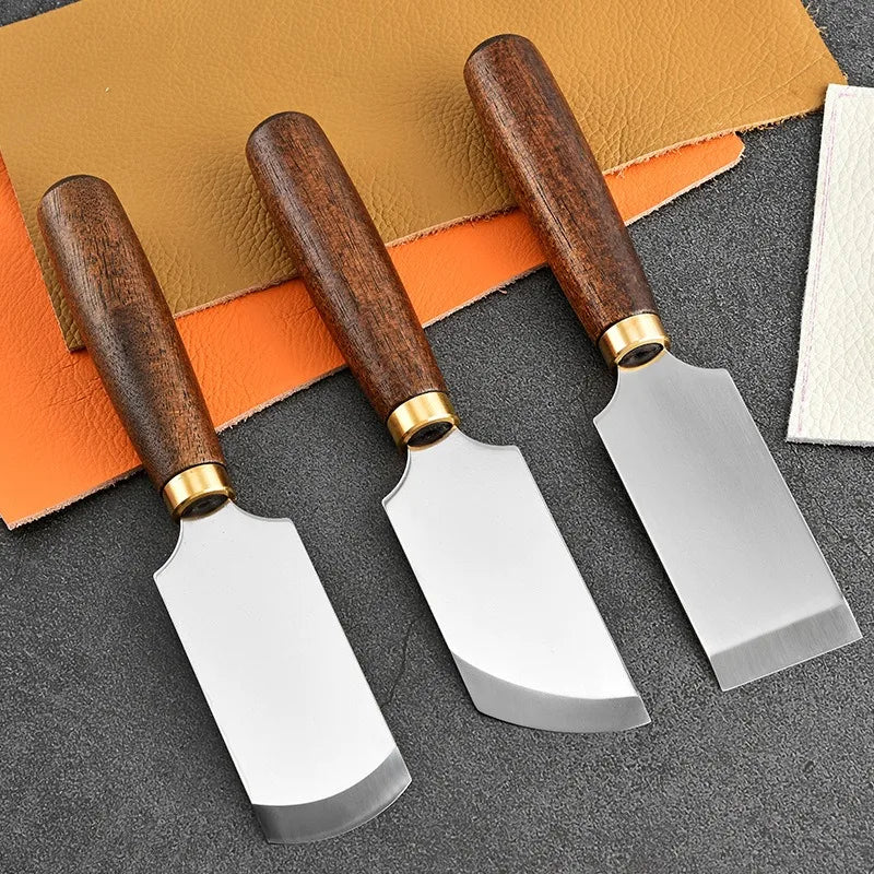 Acacia wood handle thinning knife, leather leather knife, leather art, leather trimming, tailoring, leather edge cutting blade