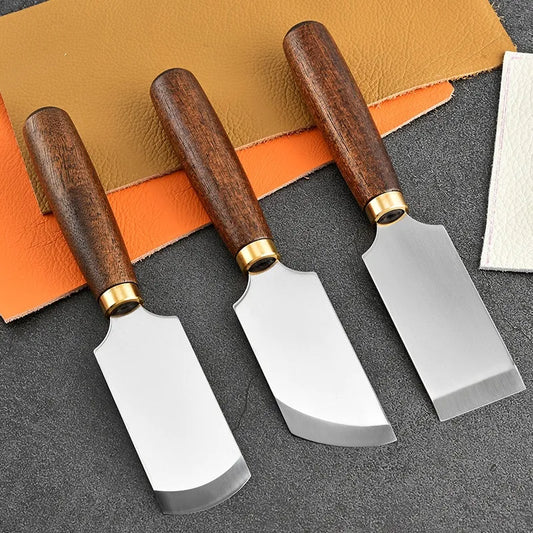 Acacia wood handle thinning knife, leather leather knife, leather art, leather trimming, tailoring, leather edge cutting blade