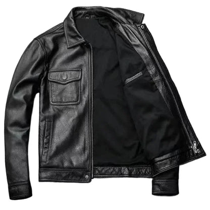 Mens Genuine Leather Jacket High End Motorcycle Biker Coat Autumn Winter New Lapel Style Riding Suit Fashion Real Leather Outerw