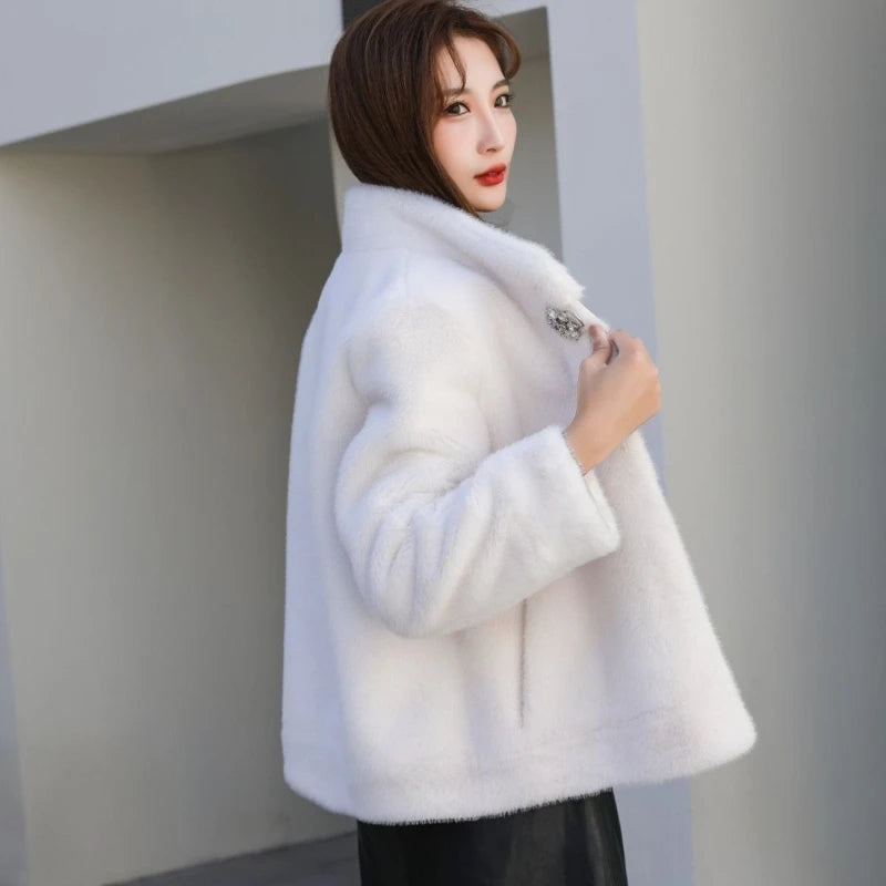 Fur Coat Women Natural Rabbit Winter Jacket Leather And Fur Women's Long Clothing Female Outerwears With 2025