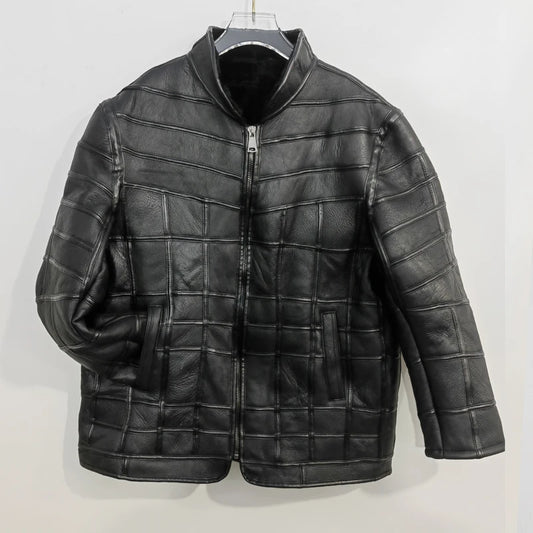 New warm men's fur jacket men's 100% real sheepskin coat, Men's jackets， leather jacket, thick, size custom