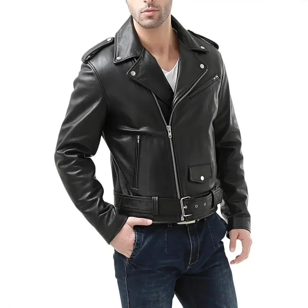 New Men's Pu Leather Motorcycle Jacket Spring Autumn Fashion Black Slim Fit Diagonal Zipper Coat Male Casual Outerwear Jackets
