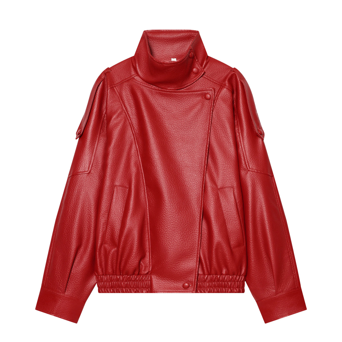 TFMLN Chic Black Faux Leather Jackets Women Long Sleeve Buttons Elastic Oversized Coats Fashion 2025 Autumn Winter Streetwear