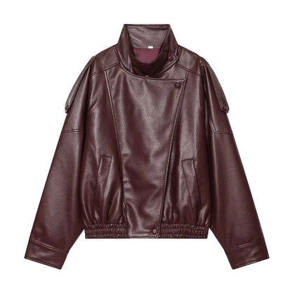 Women's Faux Leather Jacket New Fashion Long Sleeve Versatile Jacket Personality Chic Women Coat Autumn Winter Ladies Outerwear