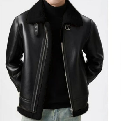 2026 Fur Integrated Lapel Fleece Thickened Thermal Jacket Leather Jacket Winter Men's Clothing