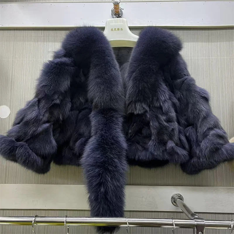 Fur Coats for Woman Luxury Real Fox Fur Collar Jacket Shawls Women's Jackets Coat Decoration Winter Coat Female Natural Fur Coat