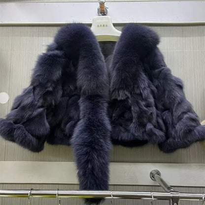 Fur Coats for Woman Luxury Real Fox Fur Collar Jacket Shawls Women's Jackets Coat Decoration Winter Coat Female Natural Fur Coat