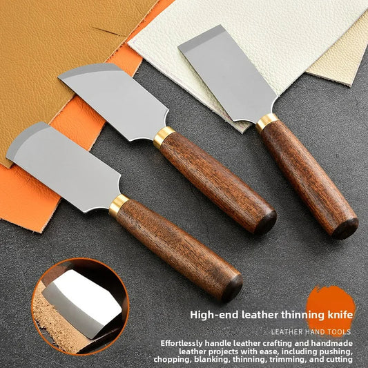 Acacia wood handle thinning knife, leather leather knife, leather art, leather trimming, tailoring, leather edge cutting blade