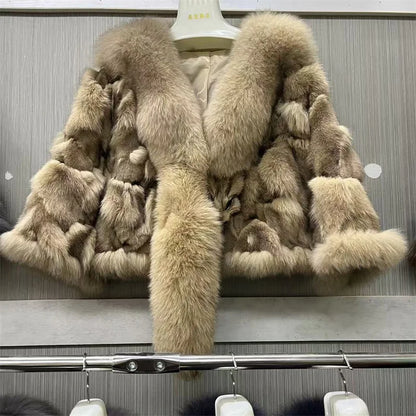 Fur Coats for Woman Luxury Real Fox Fur Collar Jacket Shawls Women's Jackets Coat Decoration Winter Coat Female Natural Fur Coat